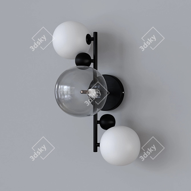 Modern Triple Glass Wall Sconce 3D model image 2