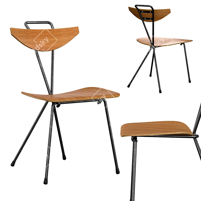 Industrial Plywood Dining Chair 3D model image 1