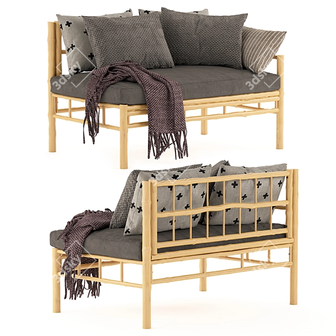 Natural Bamboo Lounge Sofa 3D model image 1