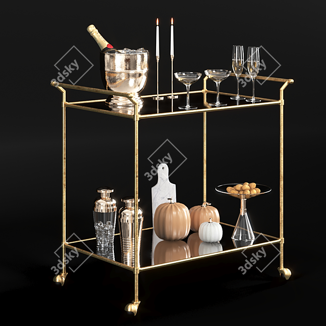 Elegant Felicity Bar Cart: Enhance Your Entertaining Space 3D model image 1