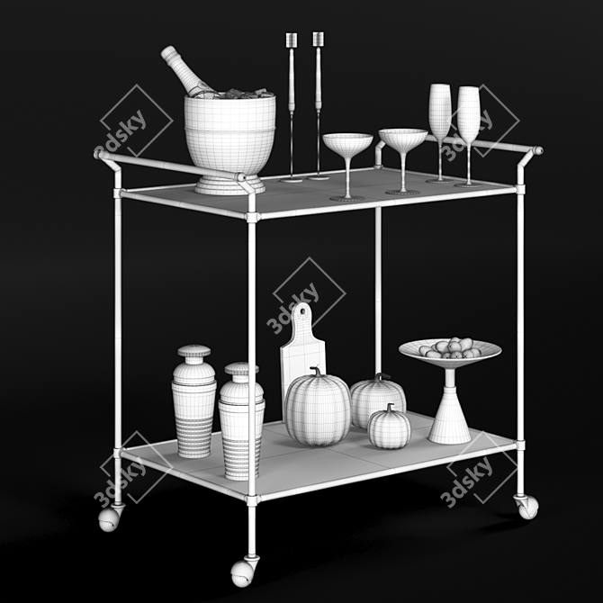 Elegant Felicity Bar Cart: Enhance Your Entertaining Space 3D model image 5