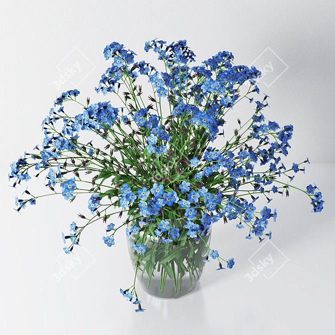 Ethereal Myosotis Vase: Stunning Floral Sculpture 3D model image 3