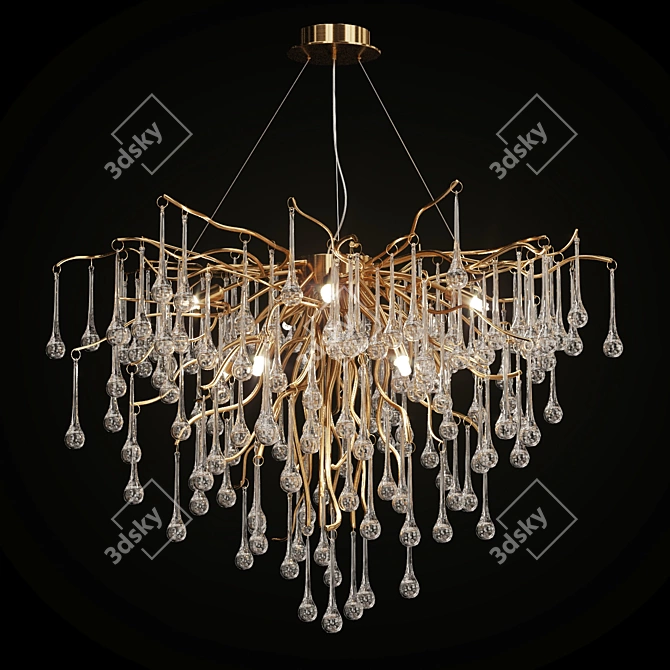 Elegant Drop Shaped Pendant Chandelier 3D model image 1