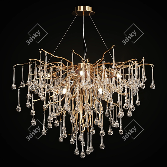 Elegant Drop Shaped Pendant Chandelier 3D model image 2