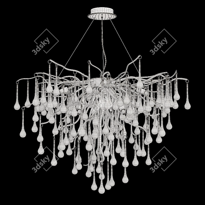 Elegant Drop Shaped Pendant Chandelier 3D model image 4