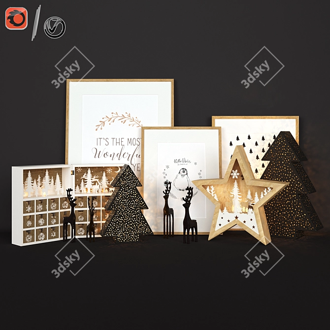 Festive Holiday Decor Set 3D model image 1