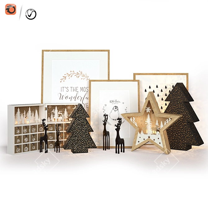 Festive Holiday Decor Set 3D model image 10