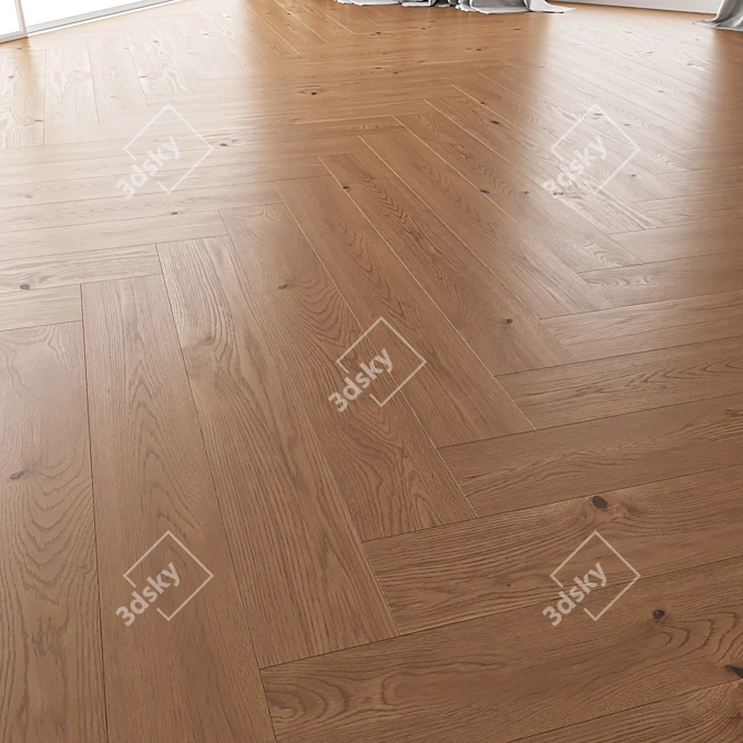 Premium Wood Flooring Set: 4 Styles & 3 Patterns 3D model image 4