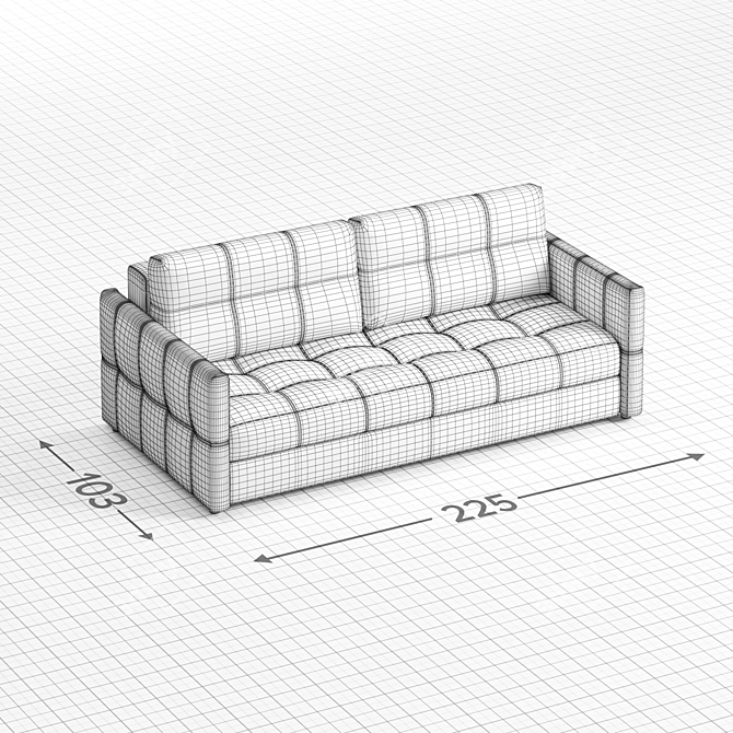 Drim 3-Seater Velvet Sofa 3D model image 4