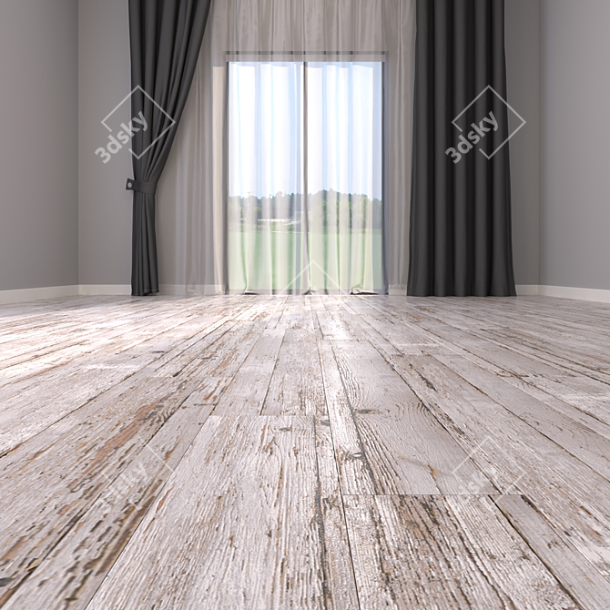 Rustic Wood Grey Flooring 3D model image 2