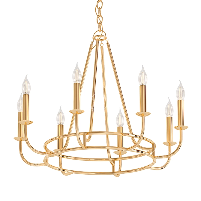 Sleek Brass Chandelier 3D model image 1