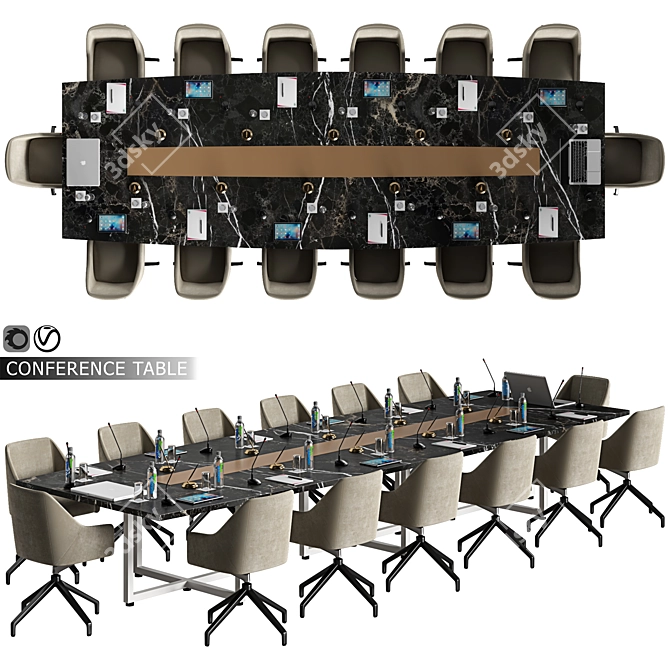 Modern Conference Table - Stylish Design 3D model image 1