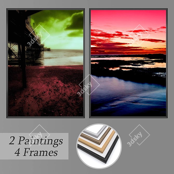 Modern Wall Art Set with Multiple Frames 3D model image 1