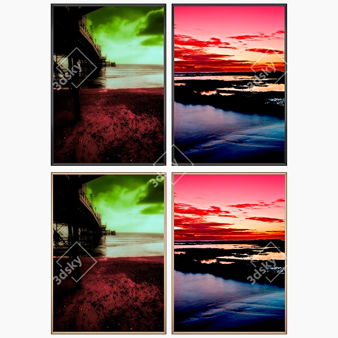 Modern Wall Art Set with Multiple Frames 3D model image 2