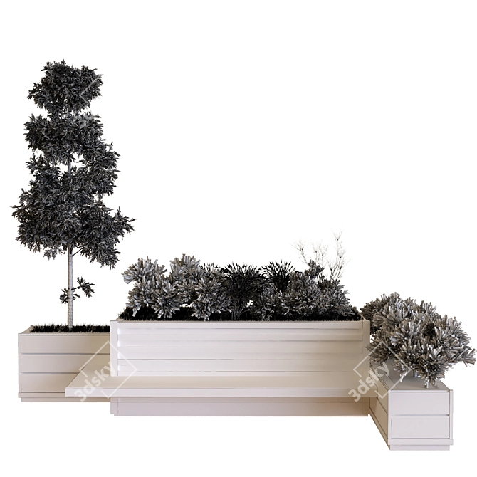 Green Oasis Tree Bench Set 3D model image 5
