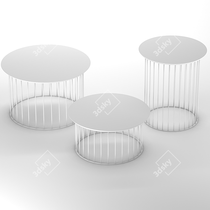 Marble and Metal Table Set 3D model image 2