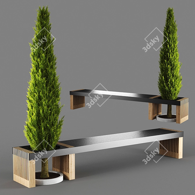 Elegant Bench: Poly 124k 3D model image 1