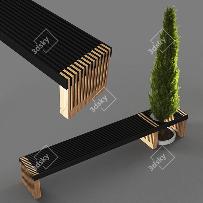 Elegant Bench: Poly 124k 3D model image 2