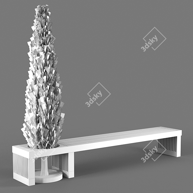 Elegant Bench: Poly 124k 3D model image 3