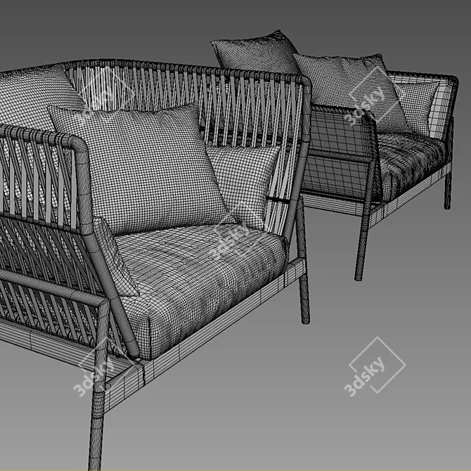 Contemporary Piper Sofa by Roda 3D model image 2