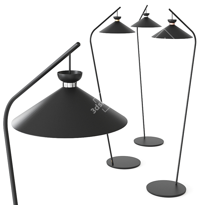 Sleek Japanese Floor Lamp by Midj 3D model image 1