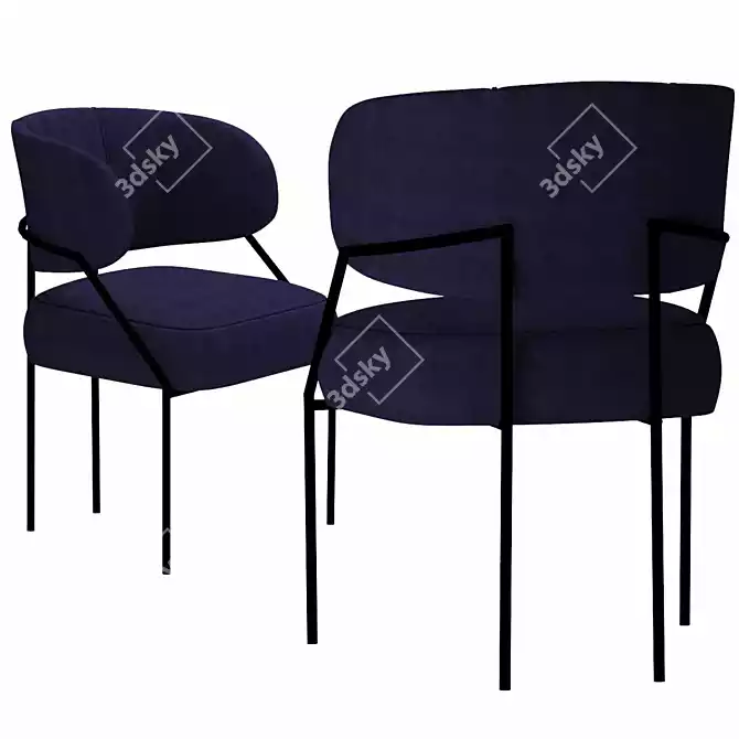 Modern Blue Chair 3D model image 4