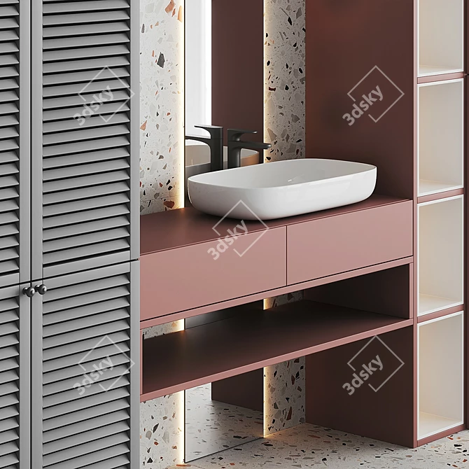 Sleek Bathroom Furniture Set 3D model image 2