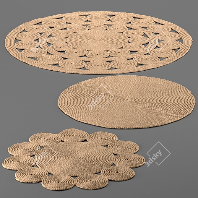 Handmade Jute Carpet Set 3D model image 1