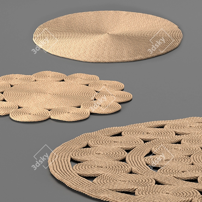 Handmade Jute Carpet Set 3D model image 2