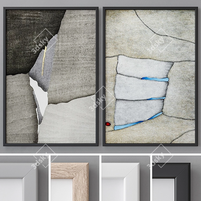 Modern Abstract Photo Frames Set 3D model image 1