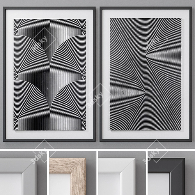 Modern Abstract Photo Frames Set 3D model image 1