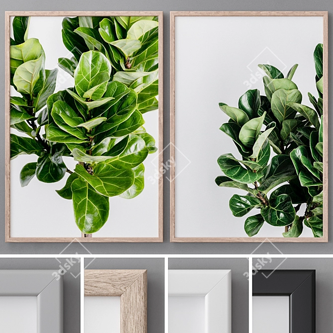 Modern Abstract Photo Frames - Set of 4 3D model image 1