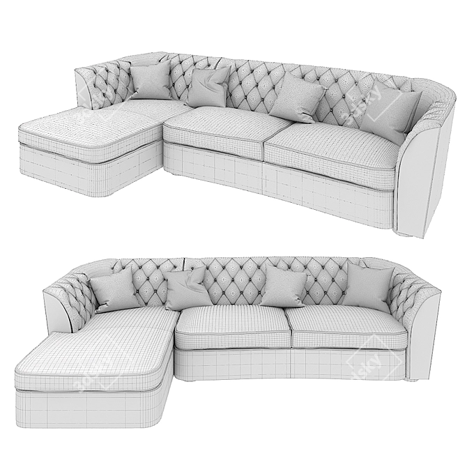 Classic Italian Corner Sofa DRUM ESSEPI 3D model image 2