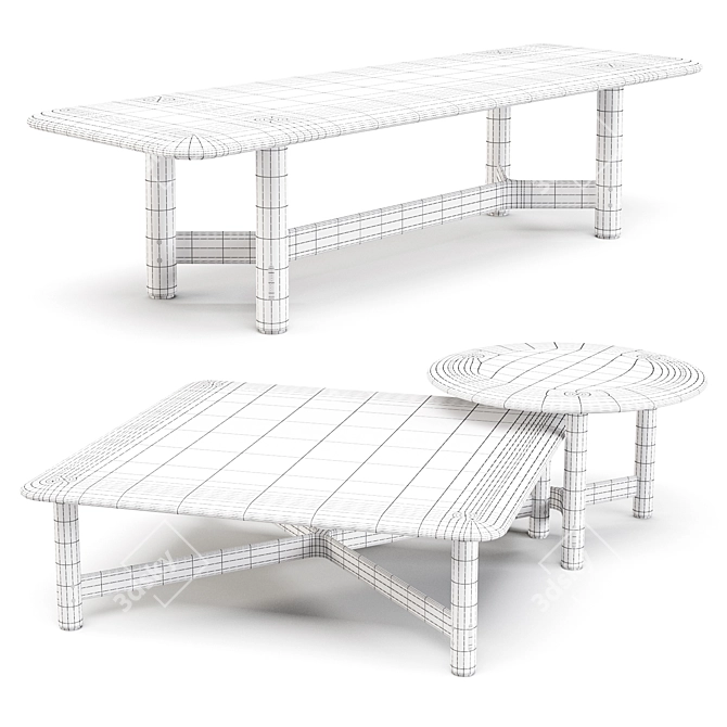 Title: District Eight Stilt Coffee Table Set 3D model image 3