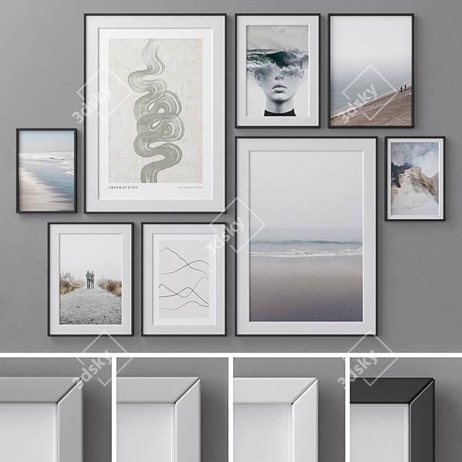  Modern Abstract Photo Frames Set 3D model image 1