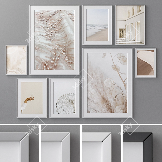 Modern Abstract Photo Frames Set 3D model image 1