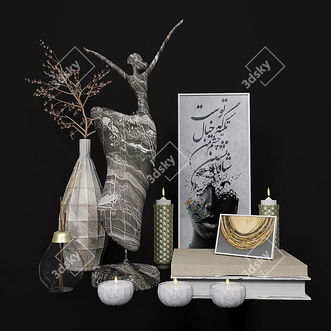 Elegant 3D Decor Set 3D model image 1