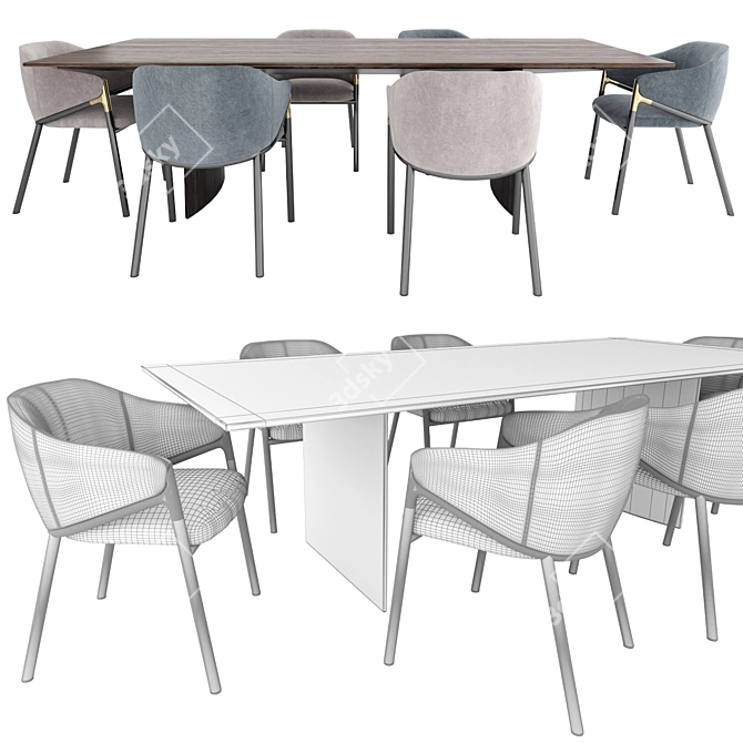 Elegant Hammer Chair and Minotti Linha Table 3D model image 3