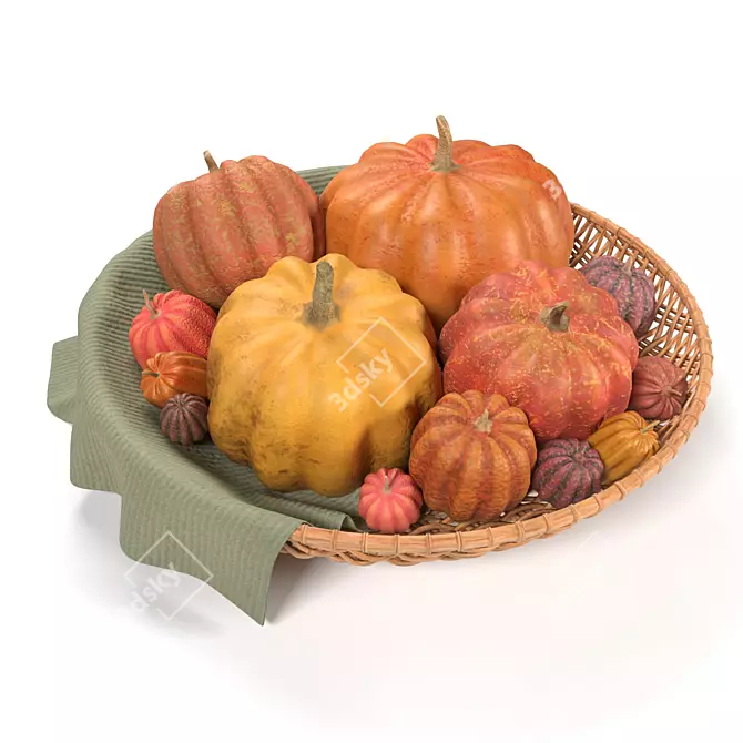 Rustic Pumpkin Basket 3D model image 3