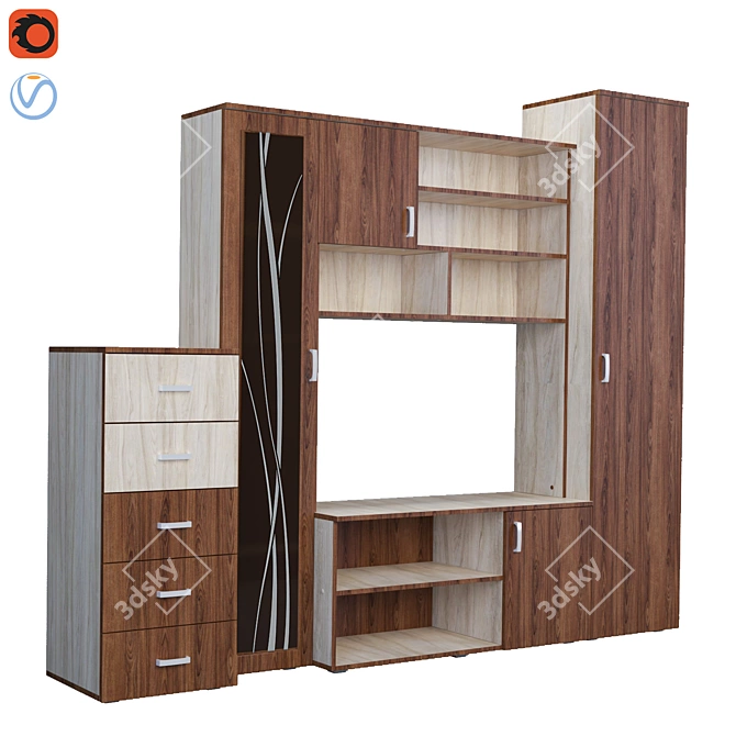 Modern 2014 Wardrobe: Stylish & Spacious 3D model image 1