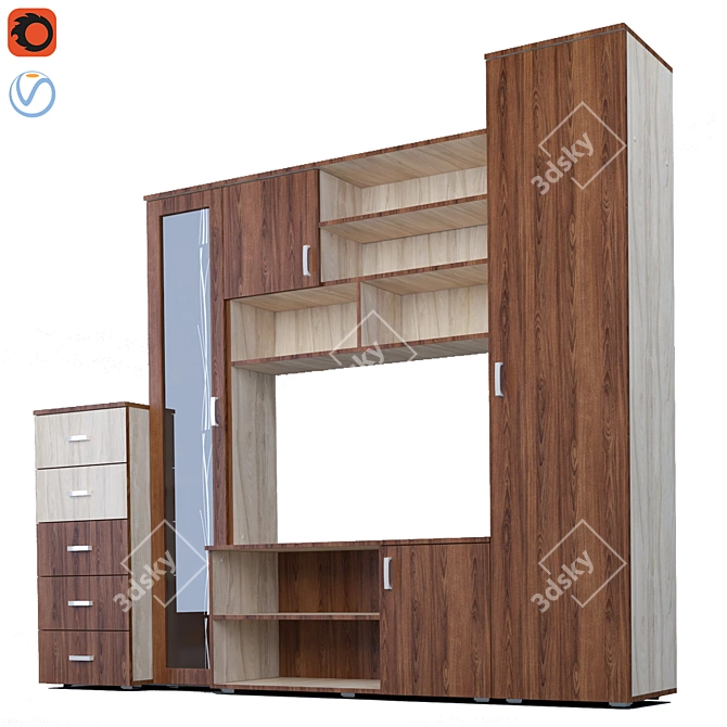 Modern 2014 Wardrobe: Stylish & Spacious 3D model image 2