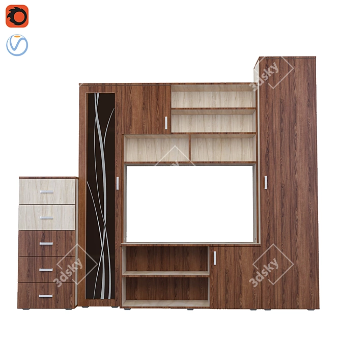 Modern 2014 Wardrobe: Stylish & Spacious 3D model image 3