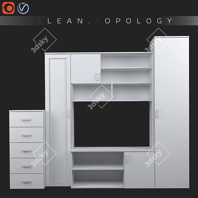 Modern 2014 Wardrobe: Stylish & Spacious 3D model image 4