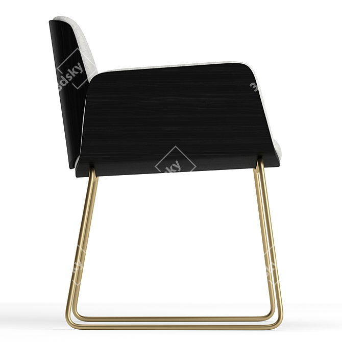 Sleek Metal-Legged Chair 3D model image 3