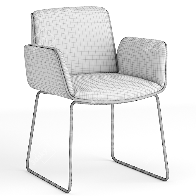 Sleek Metal-Legged Chair 3D model image 5