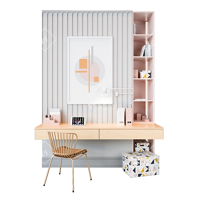 Nursery Workspace: Surpik Chair, Desk, Lamp 3D model image 1