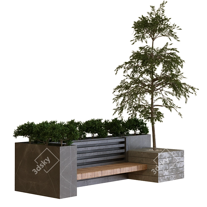 Botanical Bench Set - 3 Plant Trees 3D model image 1