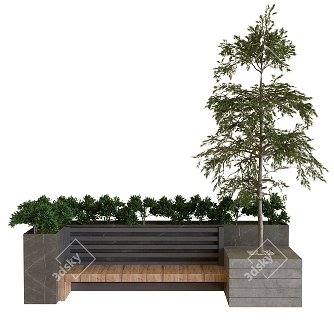 Botanical Bench Set - 3 Plant Trees 3D model image 2