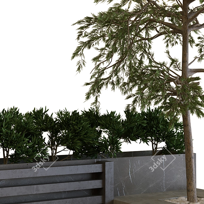 Botanical Bench Set - 3 Plant Trees 3D model image 4