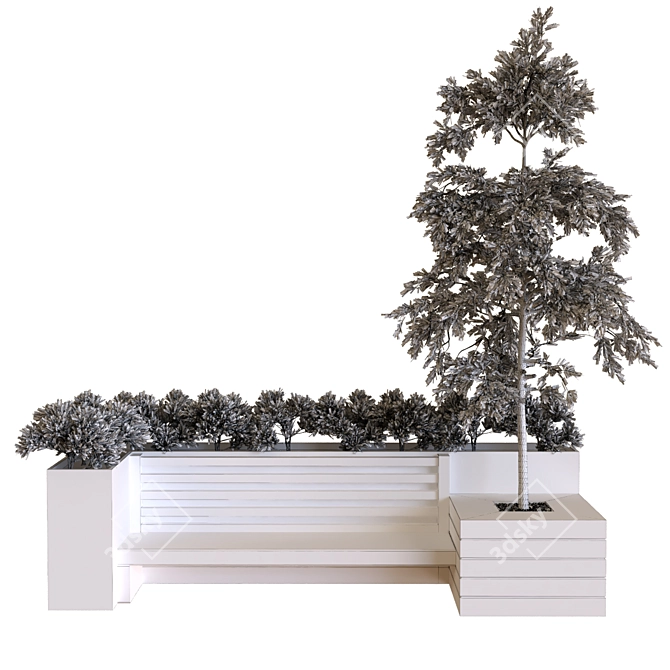 Botanical Bench Set - 3 Plant Trees 3D model image 5